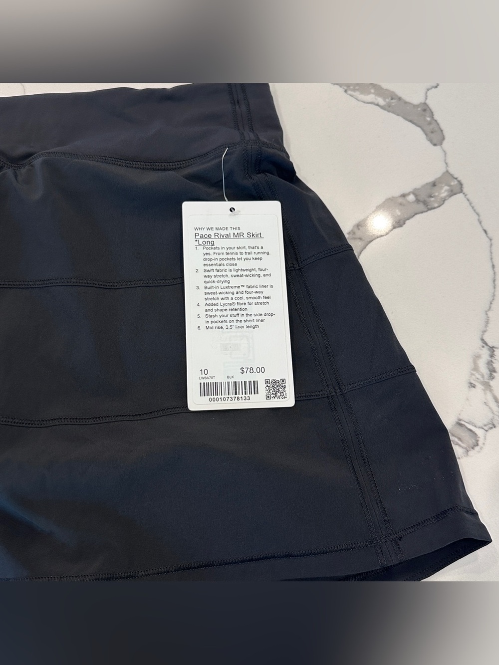 Lululemon Pace Rival MR Skirt *Long Sz 10 Black NWT - Picture 11 of 11